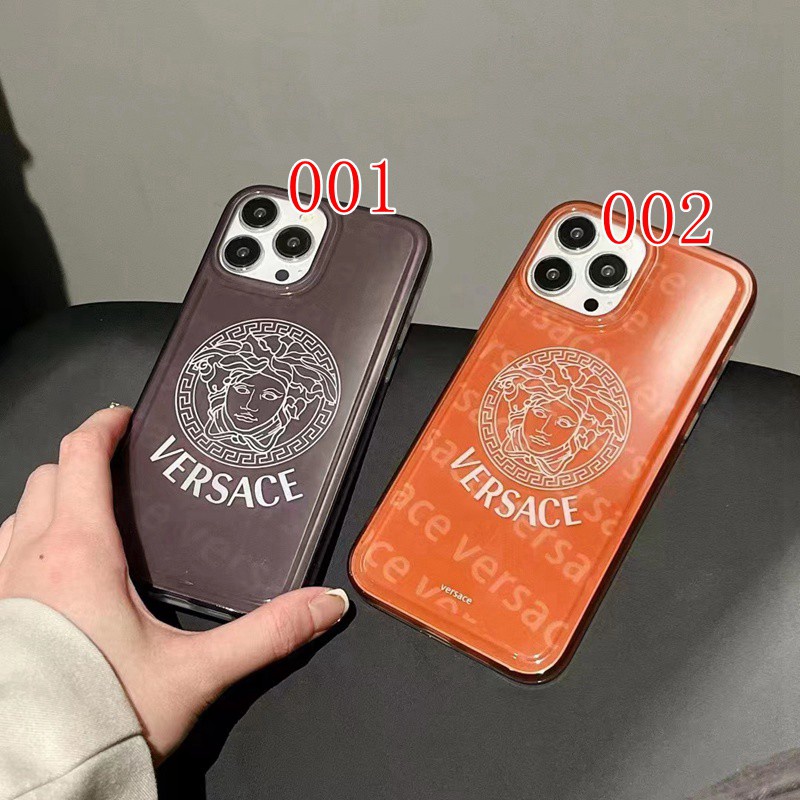 ヴェルサーチ iphone 14plusケースブランド ソフト半透明カバー