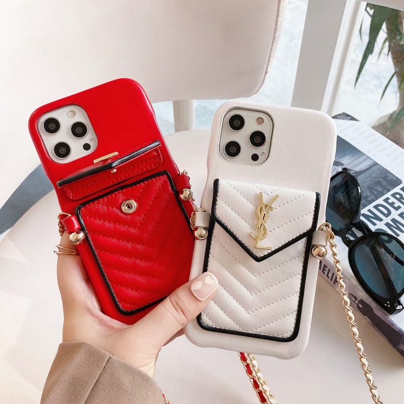 YSL ブランドiphone13/13pro/13pro maxケースカードポケット付き