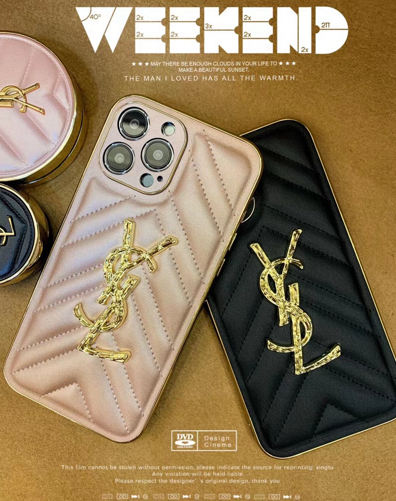 イブサンローランiphone14/14plus/14pro maxケースysl金具ロゴ