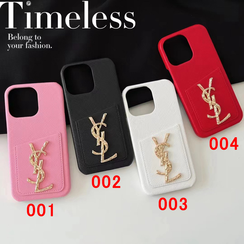 YSLブランドiphone14proケース イブサンローラン カードポケット付き
