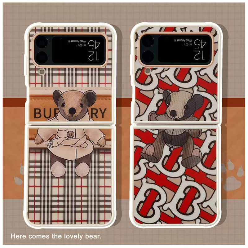 Burberry バーバリー人気Galaxy Z fold4 5ケース革製ハイブランドギャラクシー z フリップ5 4ケース
