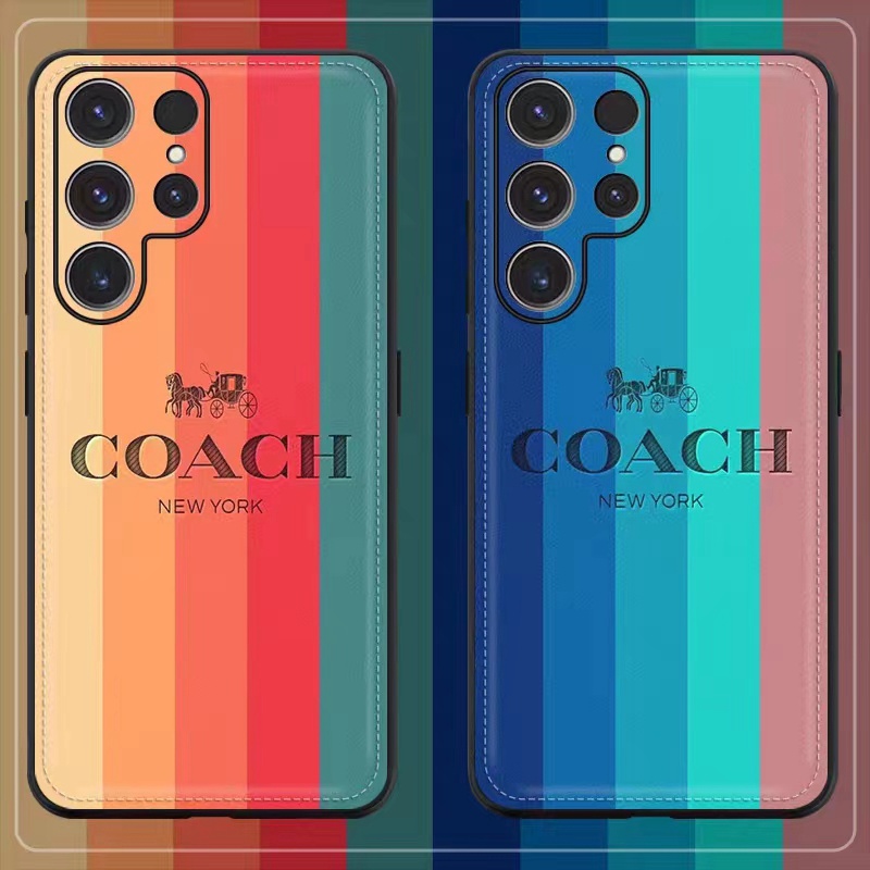 コーチギャラクシーS23+/S23Uケース 革紋シリコンスマホカバー