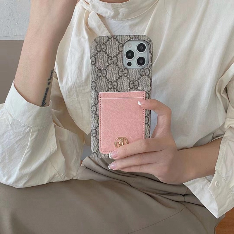 gucci iphone 14/14plus/14proカバー 便利なカードポケット付き