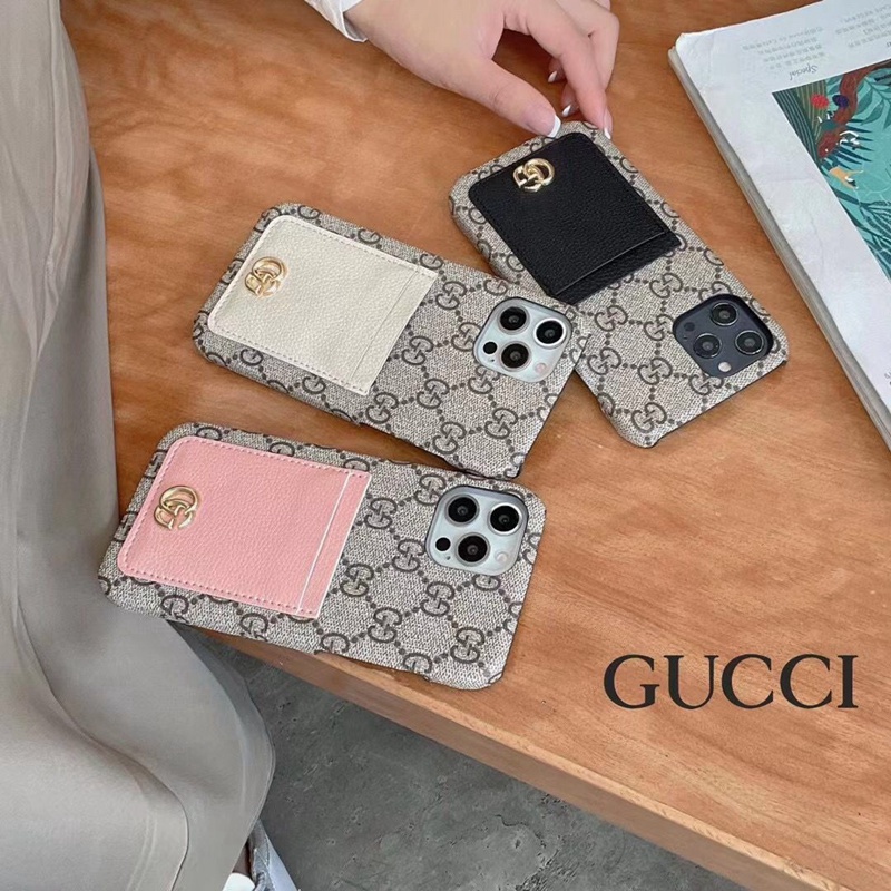 GUCCIハイブランドiphone 14 plusケースグッチ カード小銭入れ