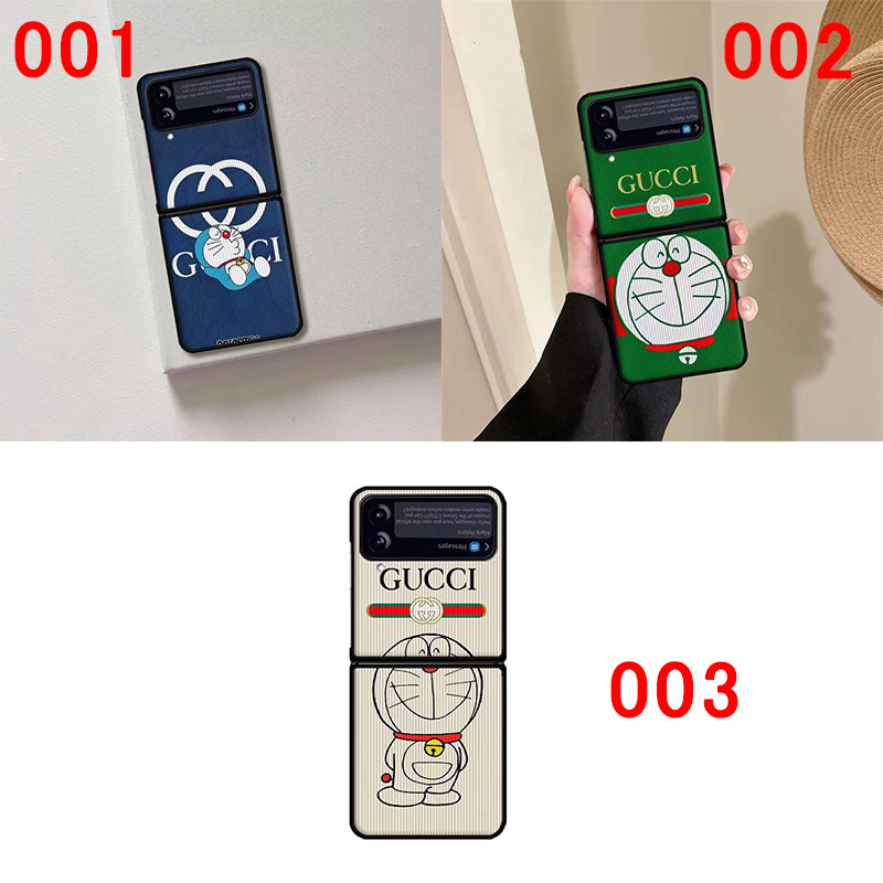 グッチブランドgalaxy zflip4ケースかわいいドラえもん柄