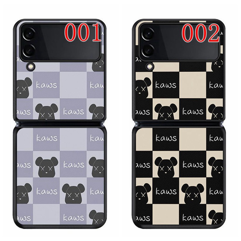 カウズブランドgalaxy z flip4ケースファッション 碁盤縞