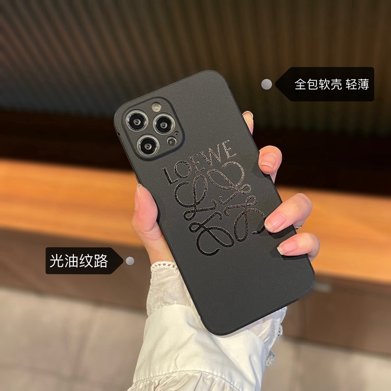 ロエベブランドiPhone13ケースブラックスマホカバー耐衝撃