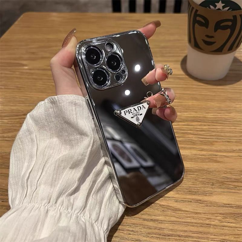 光沢感ガラスiphone12/12pro/12promaxケースプラダ