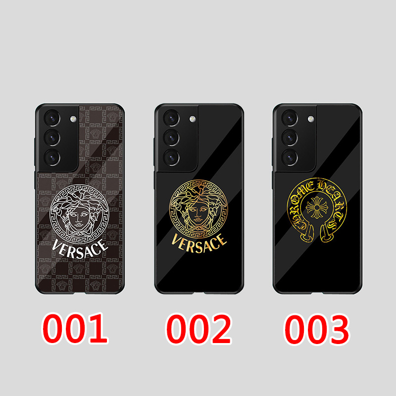 ヴェルサーチブランドGalaxyS21ケース光沢感のあるガラスカバー