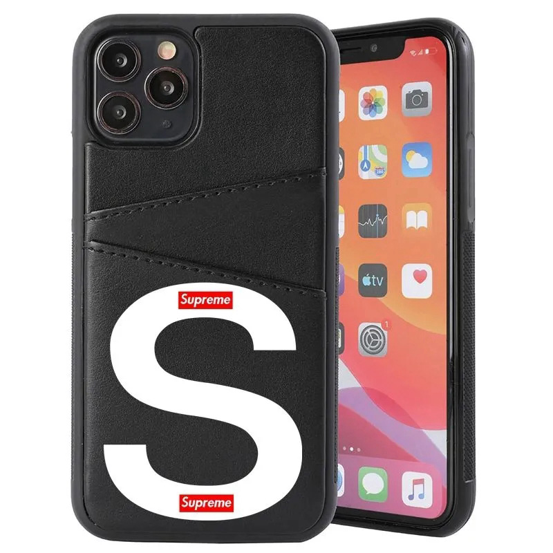 シュプリームiphone12/12pro/12promaxケースカードポケット付き
