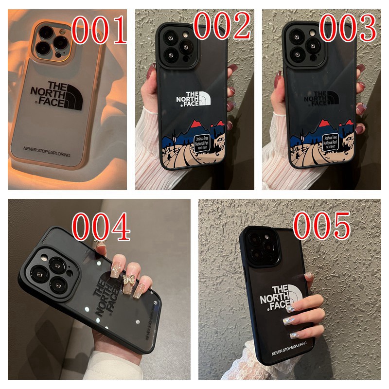 ザノースフェイスiphone 14plusケースハイブランド 半透明ソフトカバー